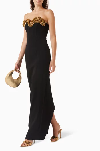 Lucca Embellished Gown in Crepe