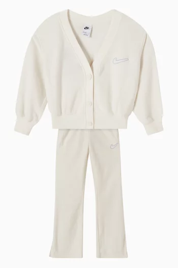 Logo Buttoned Cardigan in Fleece