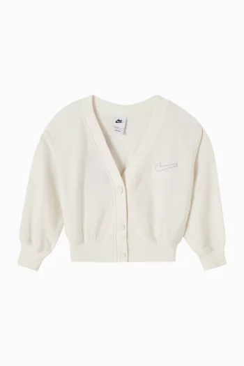 Logo Buttoned Cardigan in Fleece