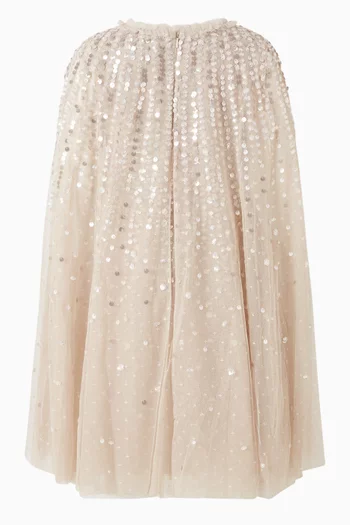 Moonlight Sequin Cape Dress
