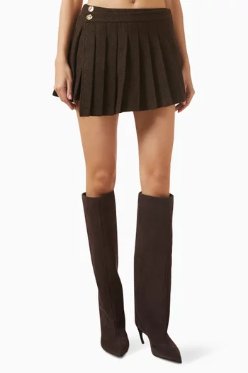 Joelle Pleated Mini Skirt in Wool Blend