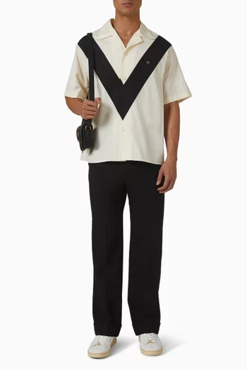 VLogo Patch Bowling Shirt in Cotton Poplin