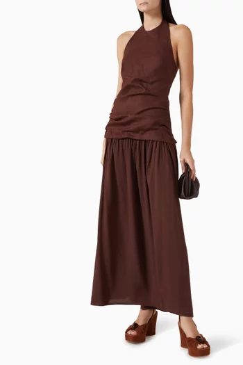 Tali Halterneck Dress in Linen