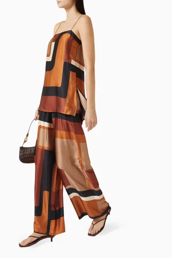 بنطال جنسن بقصة ساق واسعة مزيج فيسكوز