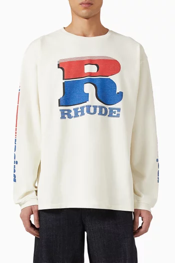 Split Petrol T-shirt in Cotton