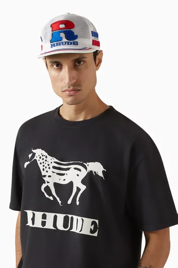 Split Petrol Logo Trucker Hat in Mesh