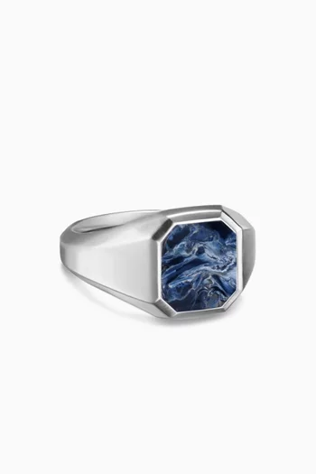 Streamline® Pietersite Signet Ring in Sterling Silver, 14mm