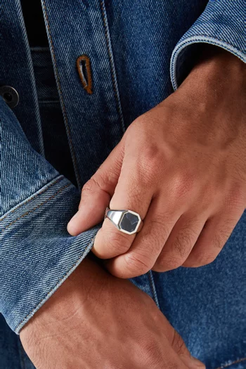 Streamline® Pietersite Signet Ring in Sterling Silver, 14mm