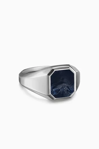 Streamline® Pietersite Signet Ring in Sterling Silver, 14mm