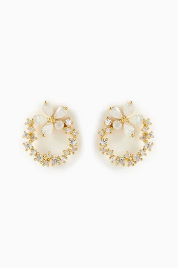 Crystal Wreath Stud Earrings in Gold Vermeil