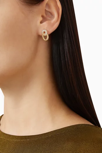 أقراط بتصميم حلقات بنقشة حبل نحاس مطلي بلون ذهبي