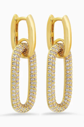 أقراط متدلية بتصميم حلقات نحاس مطلي بلون ذهبي