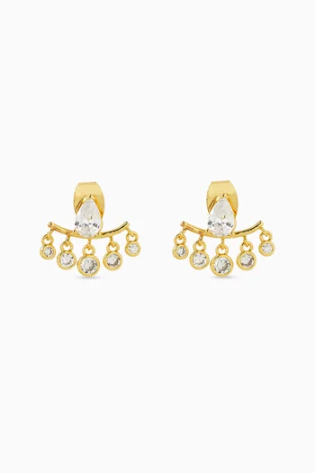 Teardrop Crystal Jacket Earrings in Gold Vermeil