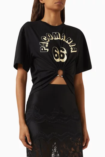 تي شيرت مزين بحلقة وطبعة قطن