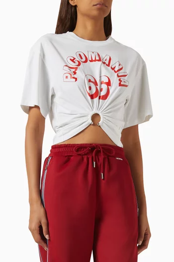 تي شيرت مزين بحلقة وطبعة قطن