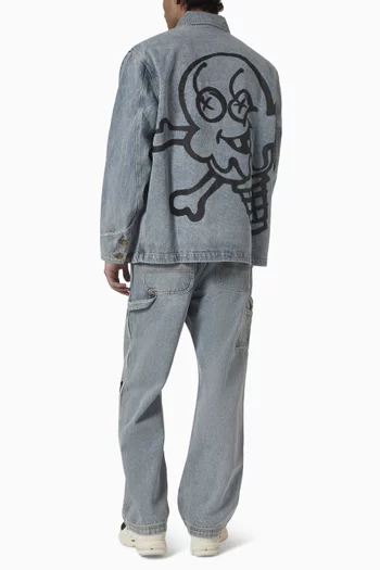 جاكيت تشور بطبعة آيس كريم وعظام دينم