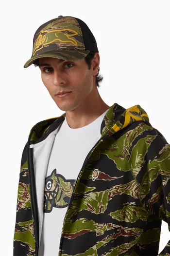 Tiger Stripe Running Dog Trucker Cap