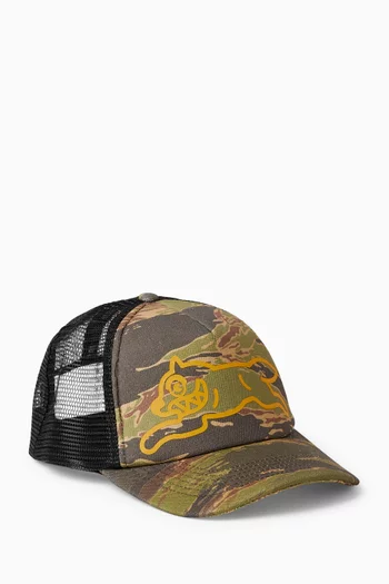 Tiger Stripe Running Dog Trucker Cap