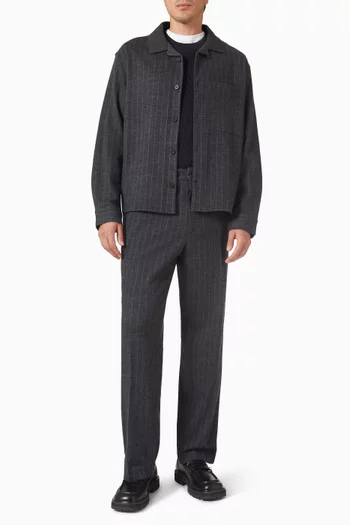 Pinstriped Pants in Cotton & Wool