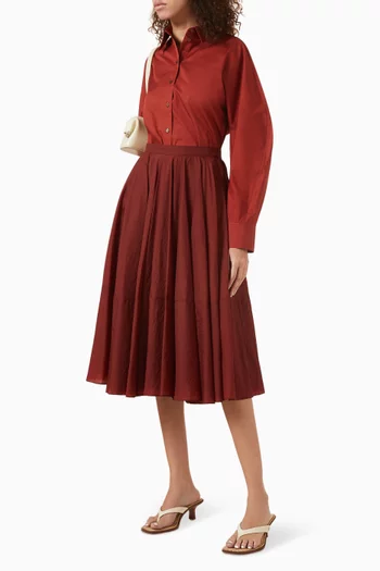 قميص قطن بيما بأكمام بتصميم دائري