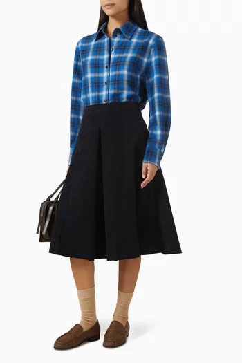 Pleated Midi Skirt in Corduroy