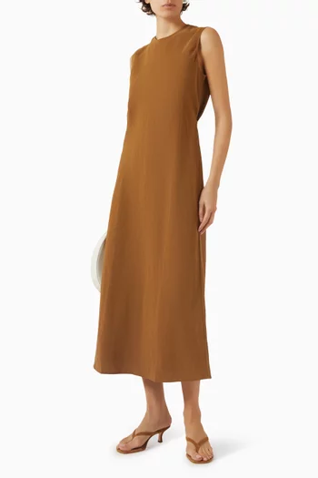 فستان مزيج كتان بقصة بلا أكمام