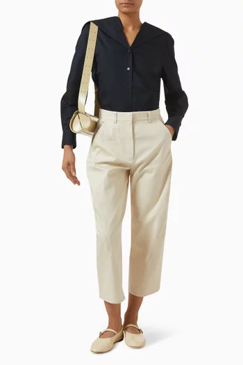 بلوزة قطن بياقة مستوحاة من ملابس البحارة