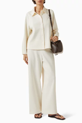 قميص قطن مخملي مضلع بقصة فضفاضة