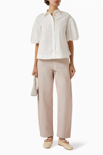 قميص قطن بيما بأكمام منفوخة