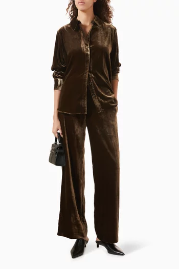 قميص مخمل بقصة فضفاضة