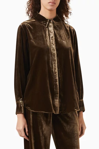 قميص مخمل بقصة فضفاضة