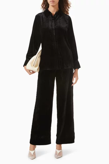 قميص مخمل بقصة فضفاضة