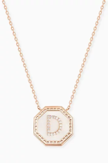 Harf Turath Letter 'D' Diamond Necklace in 18kt Rose Gold