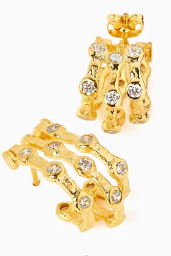 أقراط دائرية مقوسة ويف ميني معدن مطلي بلون ذهبي