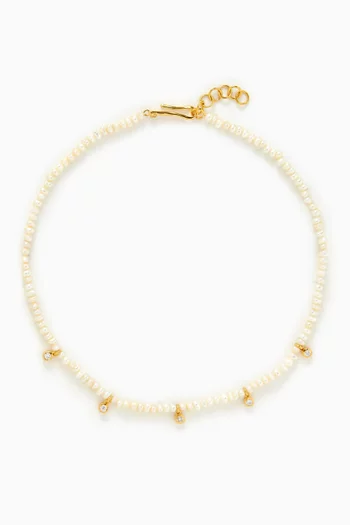 Mini Pearl Necklace in Gold-plated Metal