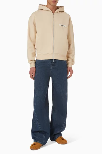 Grosgrain Logo Zip Hoodie in Organic Cotton