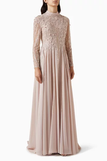 Sequin-embellished Gown in Satin
