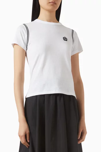 تي شيرت مطرز بشعار زهرة بوكي 2.0 قطن