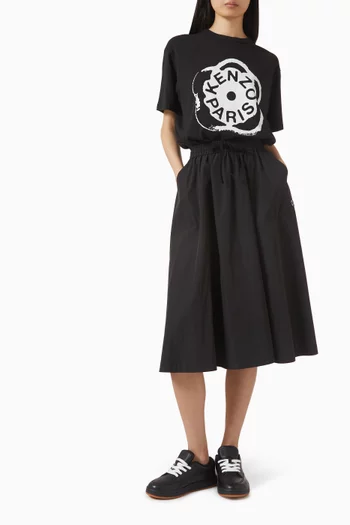 تي شيرت فضفاض مطرز بشعار زهرة بوكي 2.0 قطن