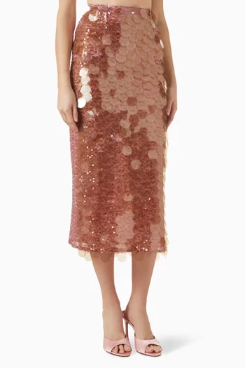 تنورة ديا متوسطة الطول مطرزة بالترتر