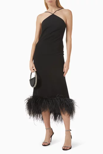Ade Feather-trim Dress in Crepe