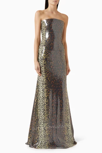 Strapless Sequin-embellished Corset Gown in Mesh