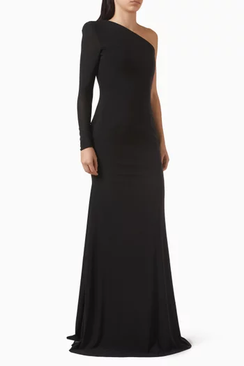 One-shoulder Corset Gown in Mesh