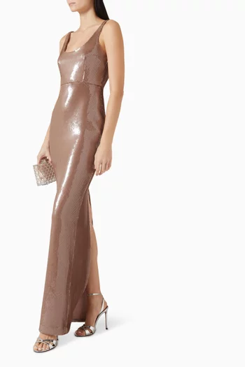 Singlet Sequin-embellished Column Gown