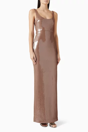 Singlet Sequin-embellished Column Gown