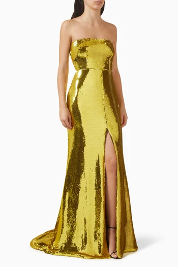 Strapless Sequin-embellished Gown