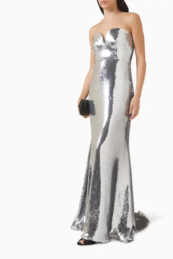Strapless Sweetheart Sequin-embellished Gown