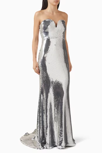 Strapless Sweetheart Sequin-embellished Gown