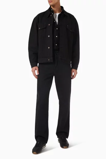 Relaxed Washed Trucker Jacket in Denim