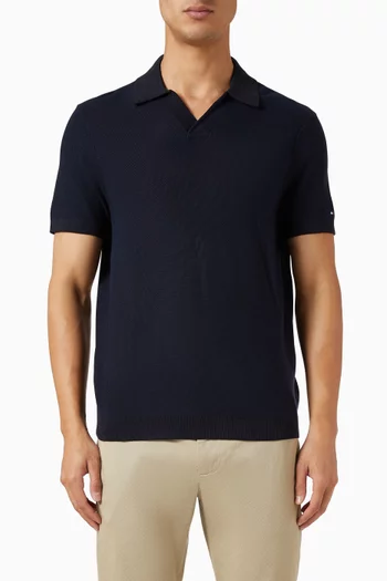 تي شيرت بولو بنسيج خلية نحل بارز قطن ولايوسيل